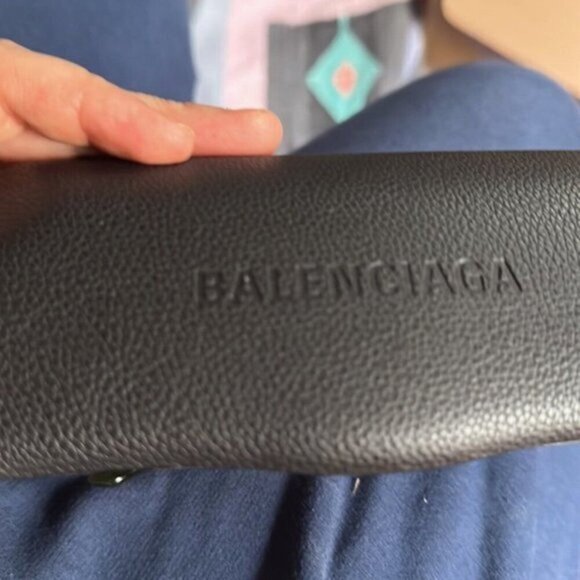 Balenciaga 60MM Rectangle Sunglasses zebra with blue lenses main image 4